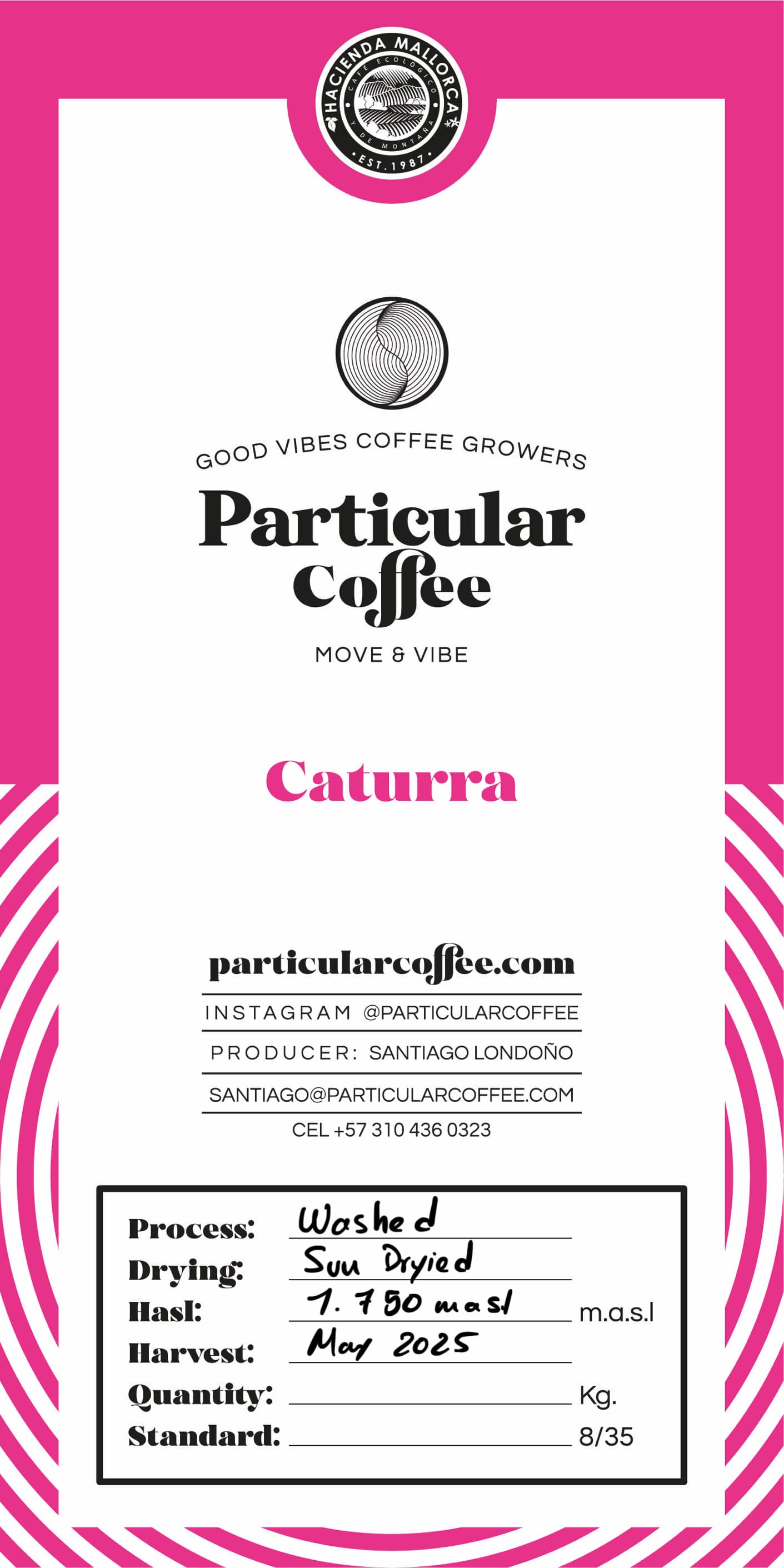 Caturra coffee label