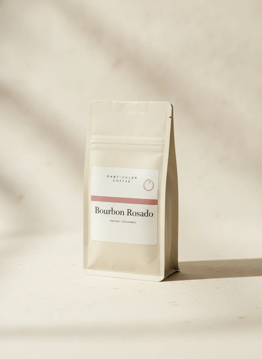 Bourbon Rosado coffee label
